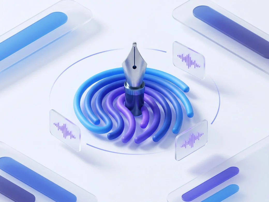 Skryvo brand voice training: one unique voice waveform applied consistently across content